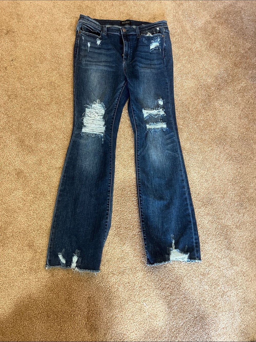 Judy Blue Dark Blue Distressed Flare Jeans